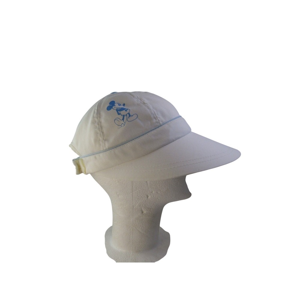 Disney Vintage White Mickey Mouse Sun Hat‎ Wide Bill Adjustable Adult